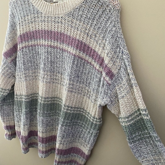Women’s American Eagle Multi-colored Oversized Striped Crew Neck Sweater Size S - Picture 7 of 9